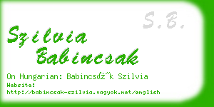 szilvia babincsak business card